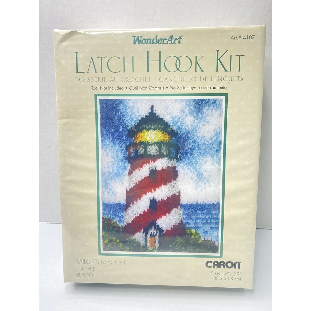 Lighthouse Craft Kit New‎ Sealed Caron Latch Hook Kit Sailors Beacon